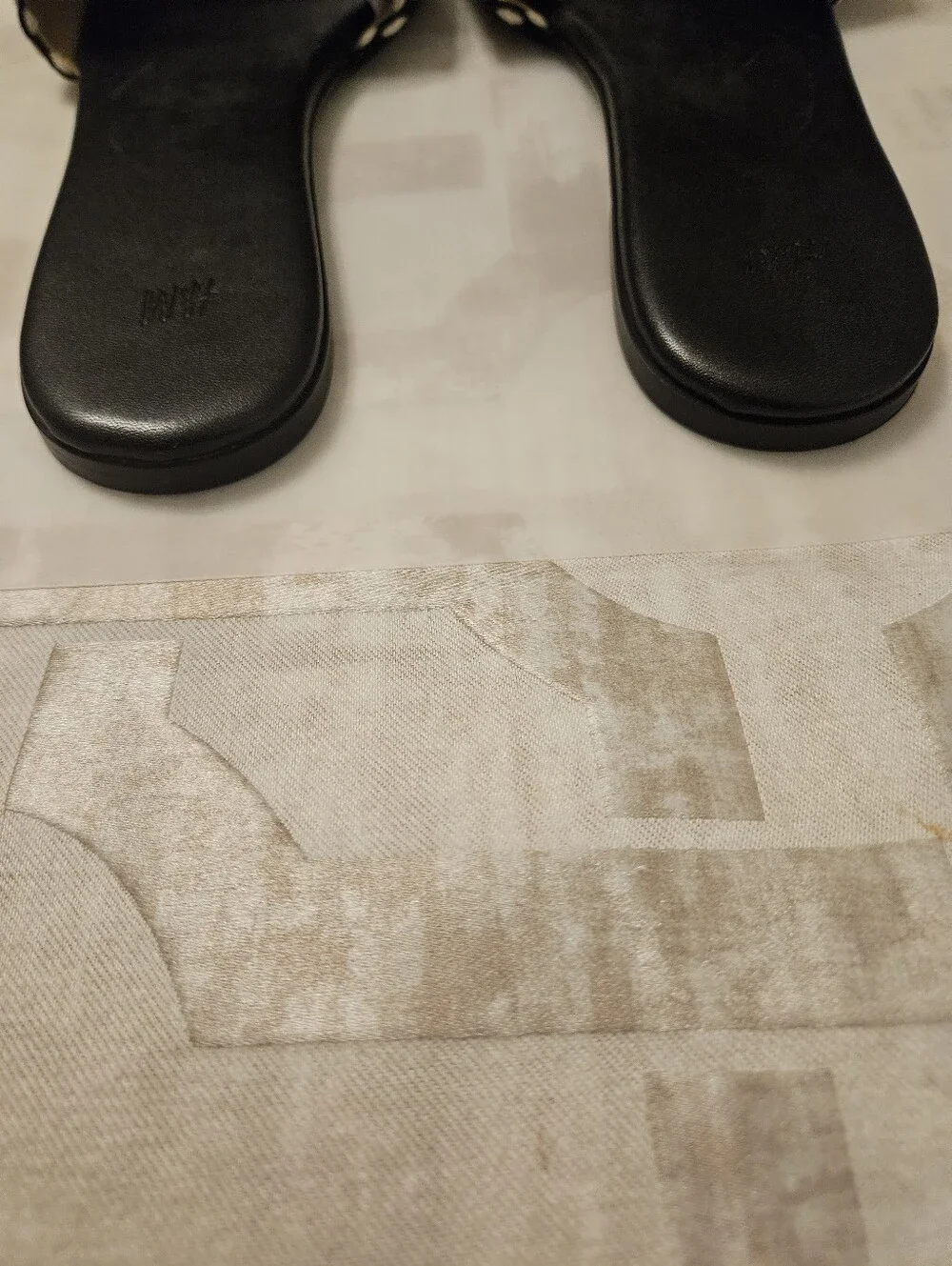 H&M Black & White Flat Sandal Slides